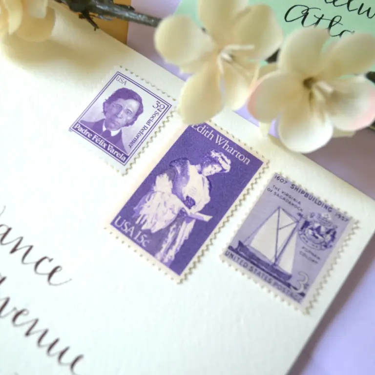 10 Vintage Purple Postage Edith Wharton Unused Vintage Stamps for Mailing