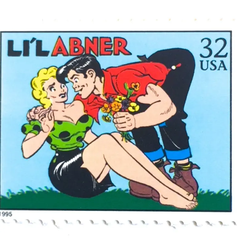 10 Vintage Comics Postage Stamps Li'l Abner Valentines Stamps for Mailing