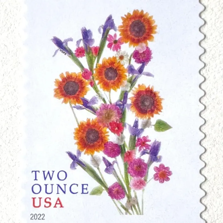 10 Wedding Flowers Forever Two Ounce $ 1.07 Postage Stamps Unused For Mailing Invitations