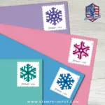 Geometric Snowflakes Stamps