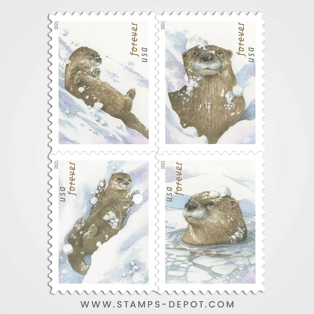 product_image_1775756096 Otters in Snow Stamps