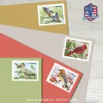 Songbirds in Snow Stamps