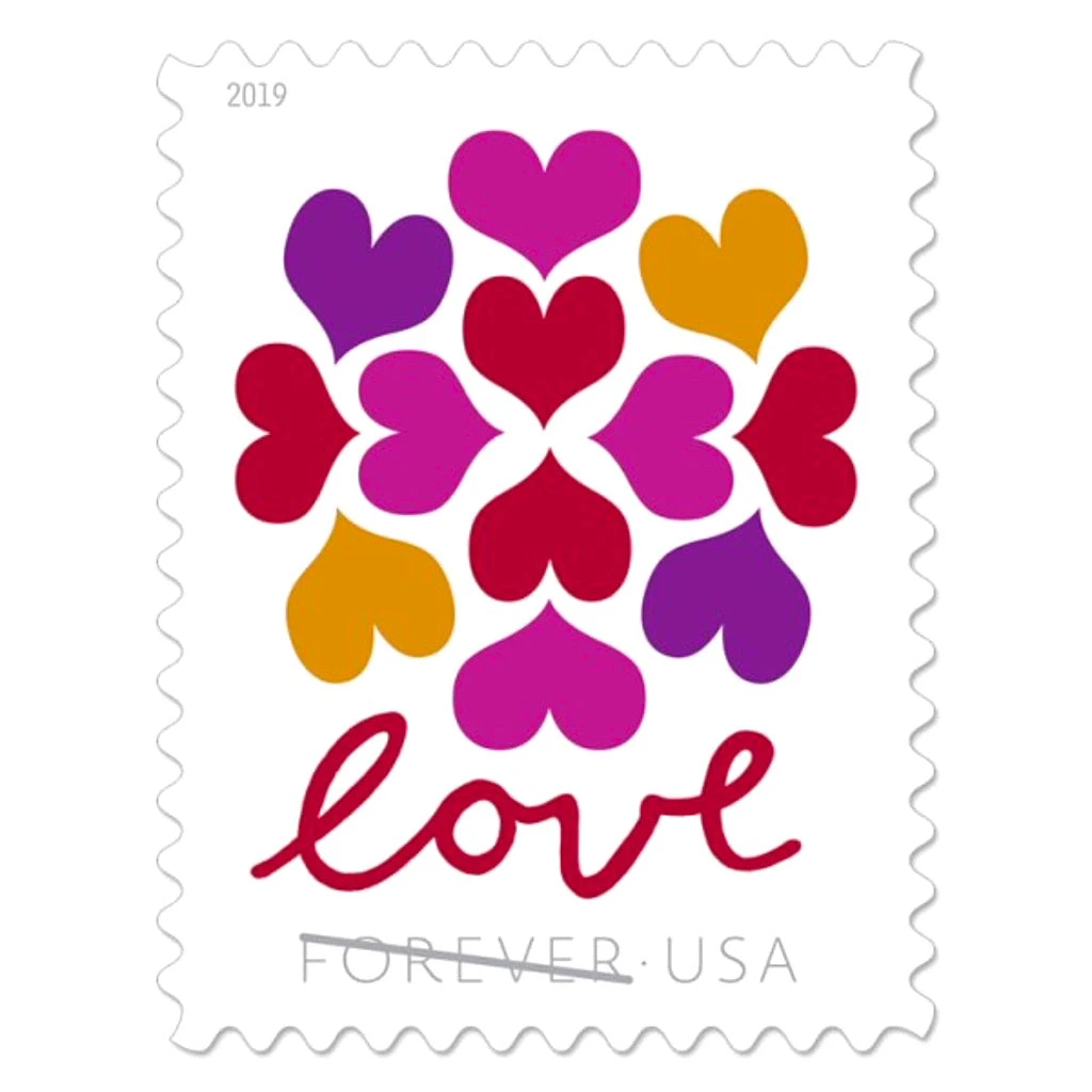 usps forever stamps love pink heart valentines